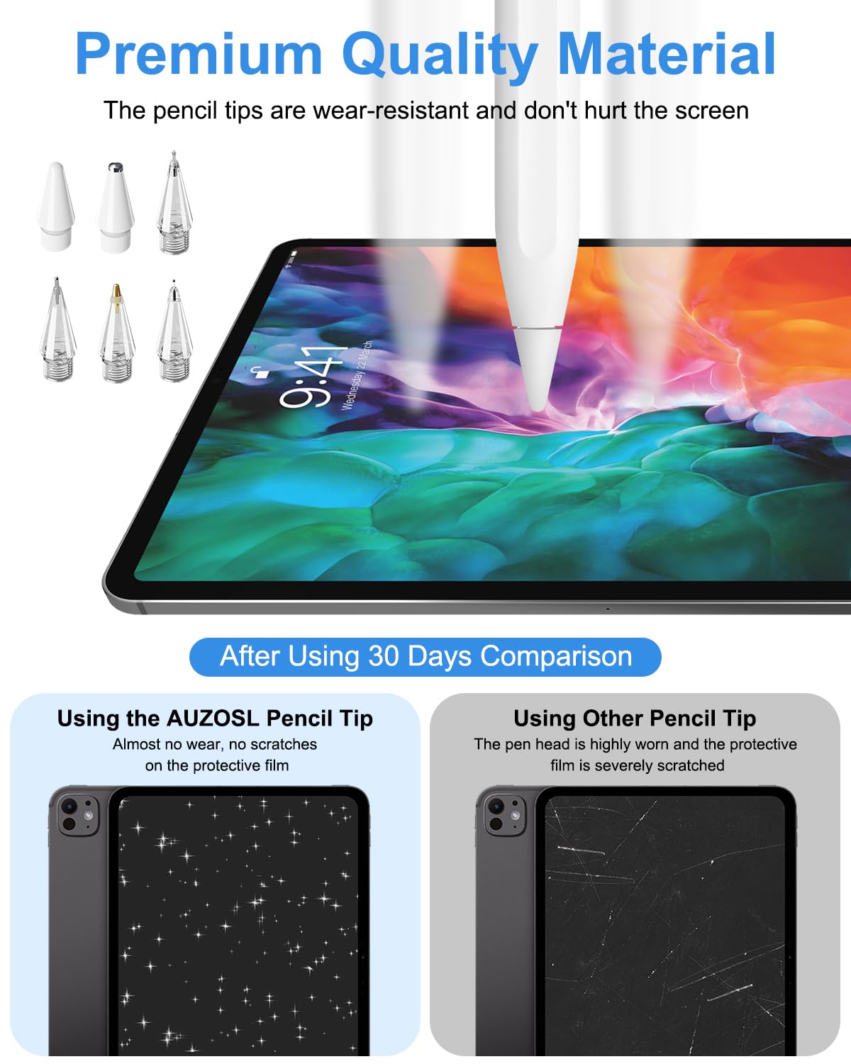 iPadアクセサリー Apple Pencil pro + Pencil Tips 6Pack Replacement Pencil Tips for Apple Pencil Pro/2nd Gen/1st Gen